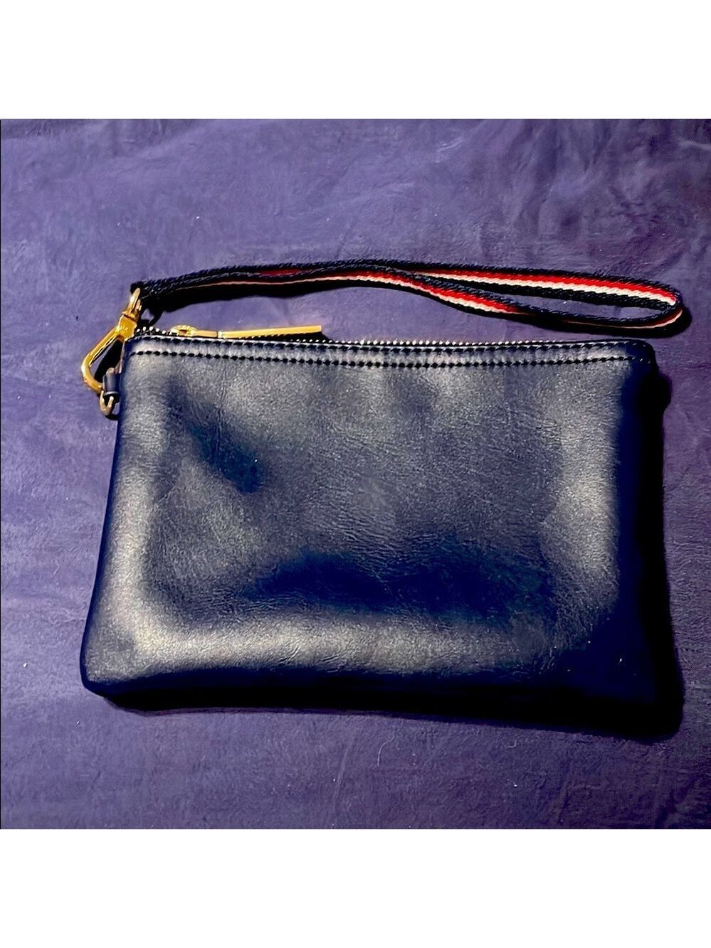 Tommy Hilfiger Black Wallet with Gold Zipper and Wrist Strap